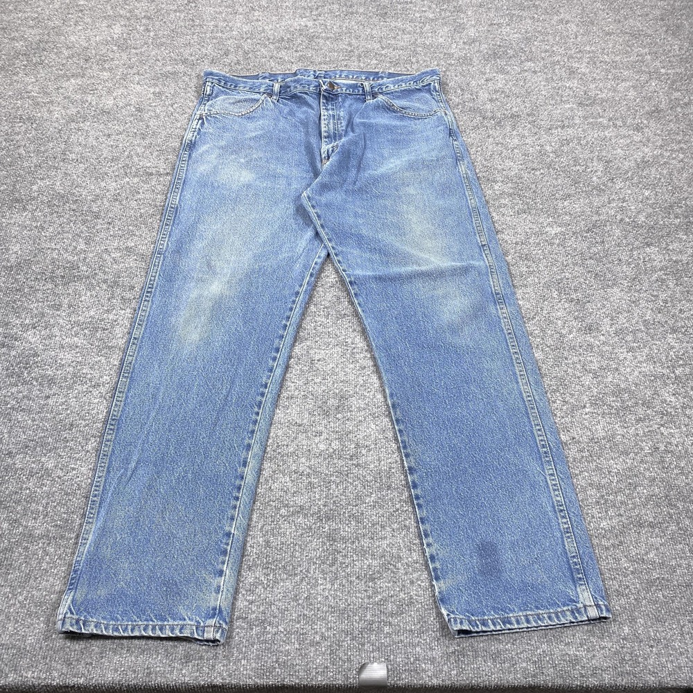 Wrangler Jeans Mens 40x32 Blue Straight Regular Fit Light Wash Denim 1087619PW